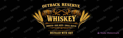 OUTBACK REVERSE WHISKEY (890mm X 240mm) Australian Classic Outback Bar Runner - Tin Sign Factory Australia