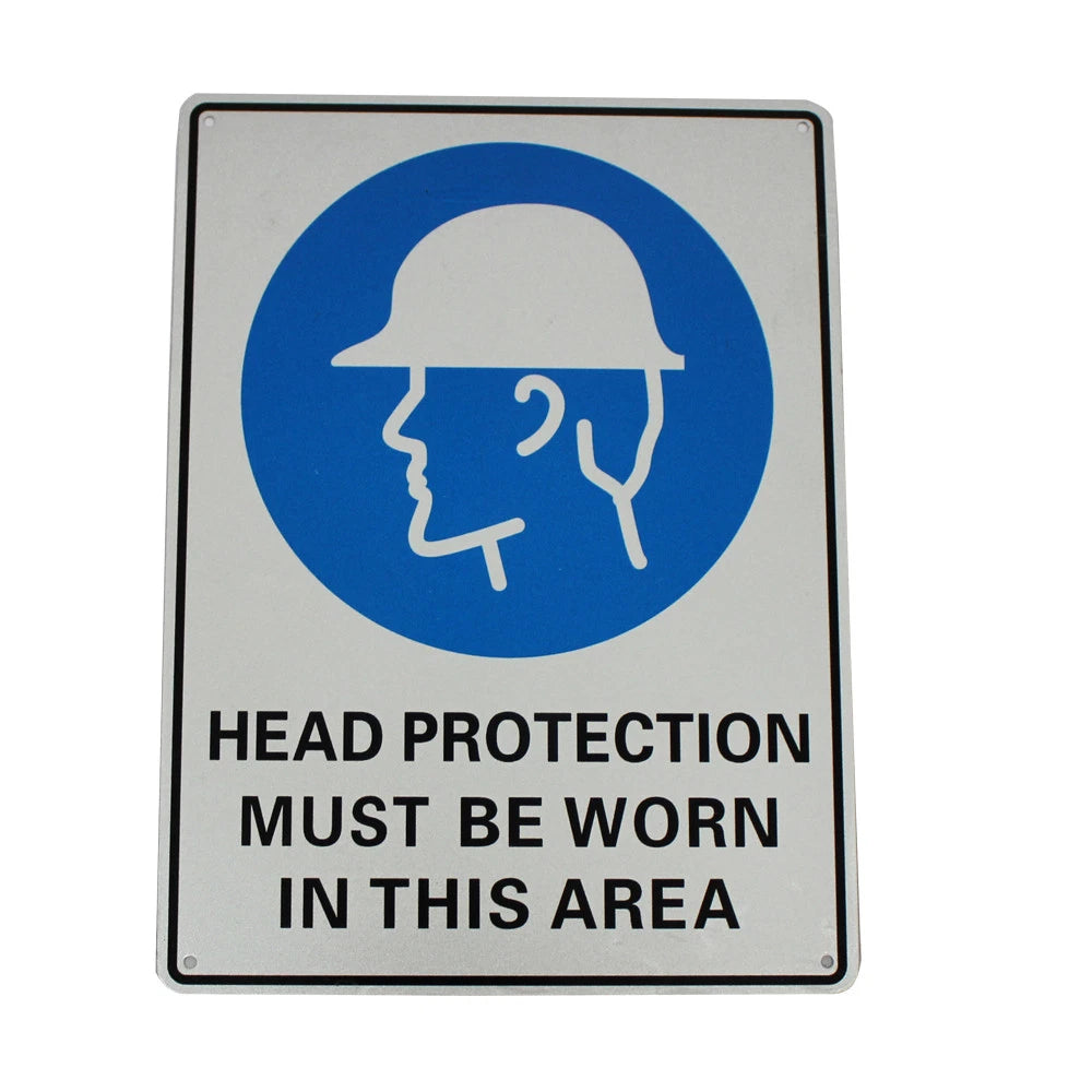 Warning Notice Sign Head Protection Must Be Worn 200x300mm Metal