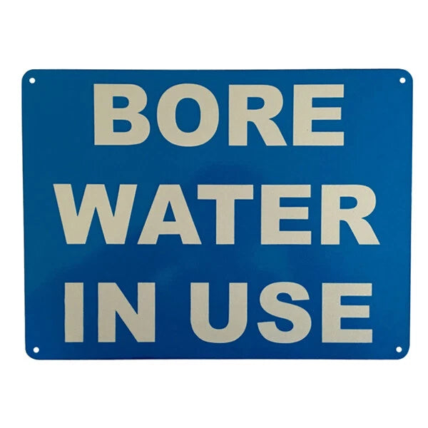 Warning Sign Bore Water in Use 200x300mm Home Garden Property Metal