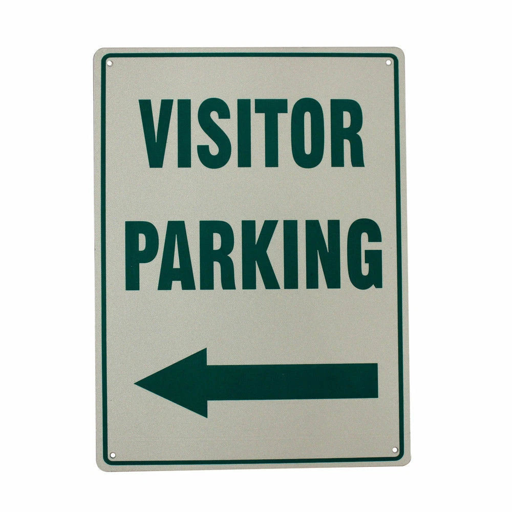 Warning Notice Visitor Parking Sign Left Arrow?Metal Sign 200x300mm