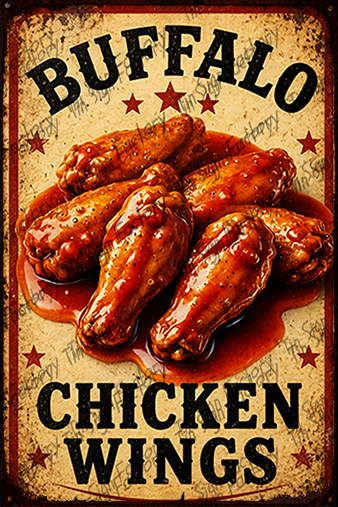 CHICKEN WINGS Home Workshop Shed Garage Bar Shop Wall Funny Tin Metal Sign