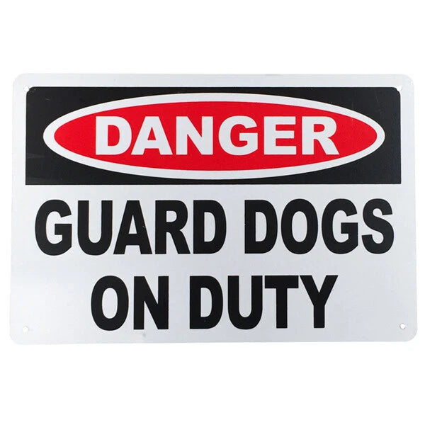 Warning Sign Guard Dogs on Duty Danger 200x300 mm Metal Security Home