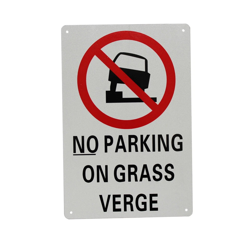 Warning Notice No Parking on Grass Verge 200x300mm Metal Parking - image 3