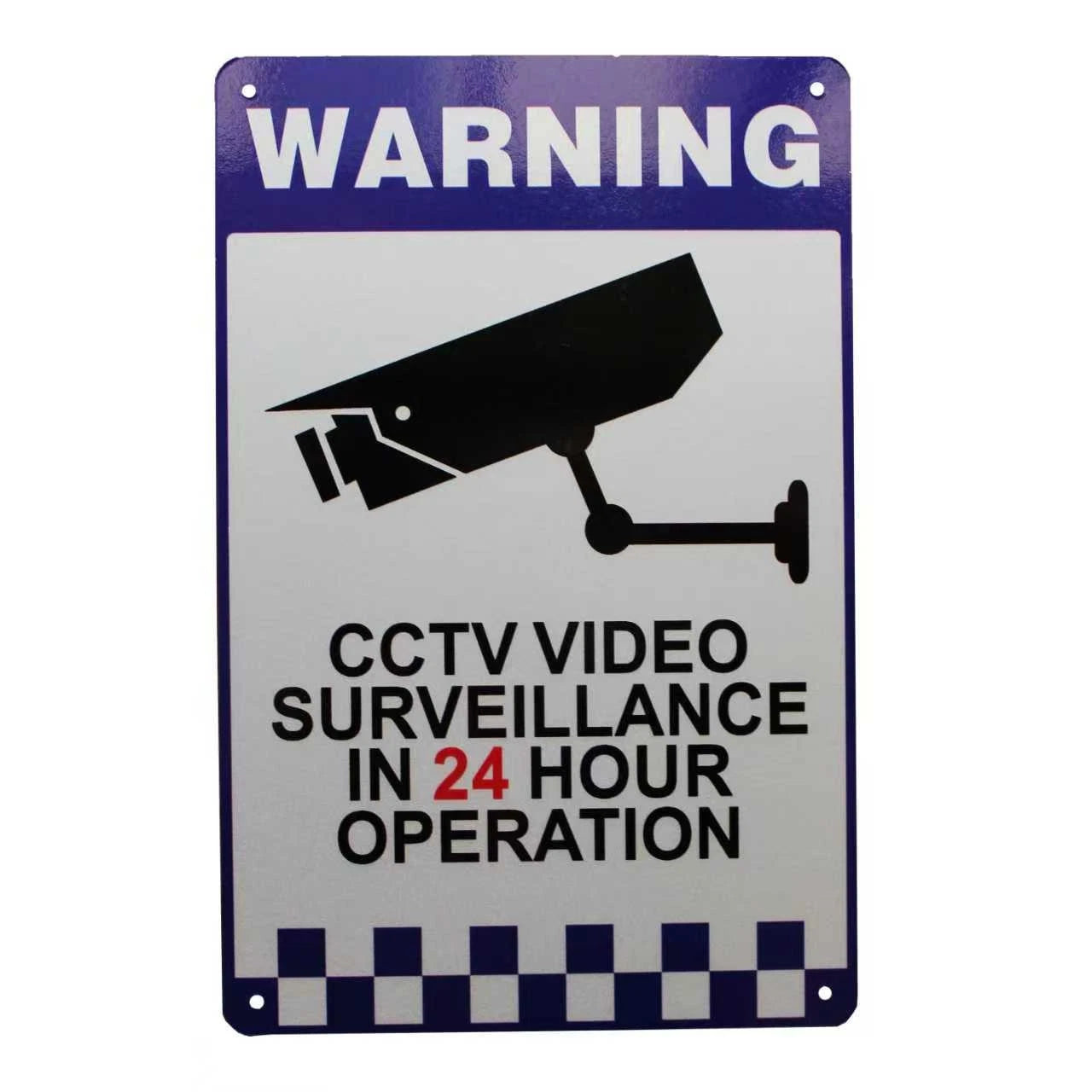 2x Warning Security Sign Camera CCTV 200x300mm Reflective Metal 24h
