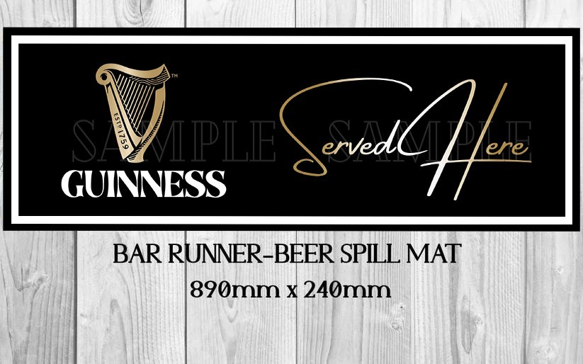 SERVED HERE (890mm X 240mm) Non-Slip Rubber Mat Man Cave Shed Pub Bar Runner - Tin Sign Factory Australia