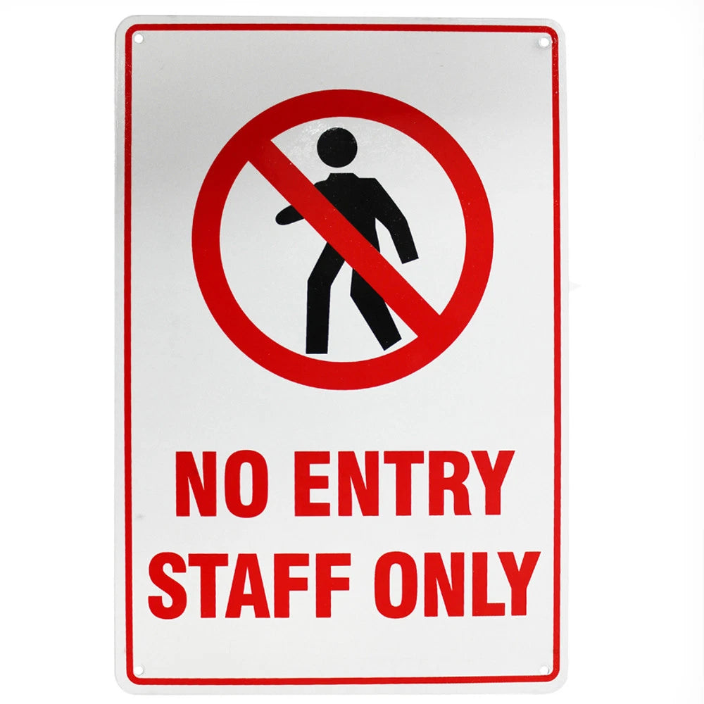 Warning Security Sign No Entry Staff Only 200x300mm Safety Metal