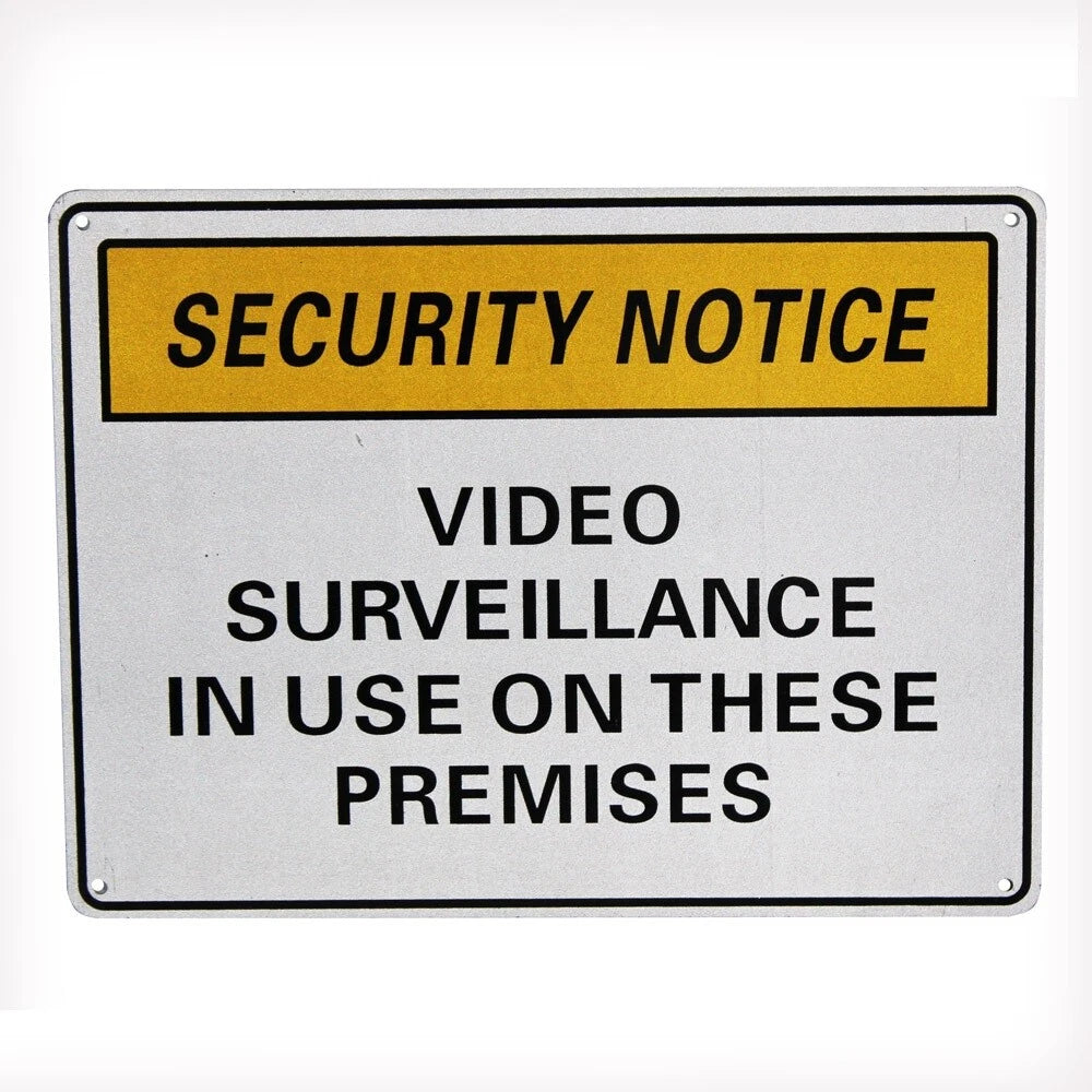 3x Warning Security Sign Video Surveillance in Use 200x300mm Metal