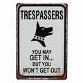 2x Tin Sign Trespassers Will Be Shot Funny 200x300mm Metal