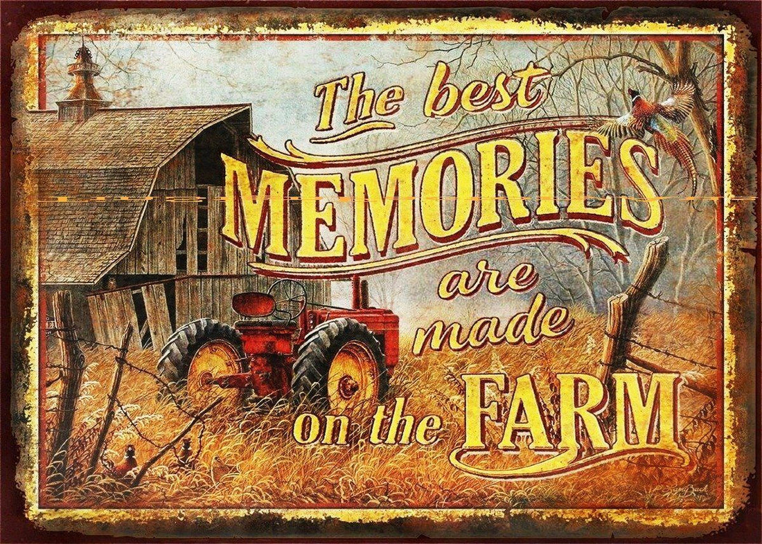 BEST FARM MEMORIES PORTRAIT Rustic Look Vintage Tin Metal Sign Man Cave, Shed-Ga - Tin Sign Factory Australia