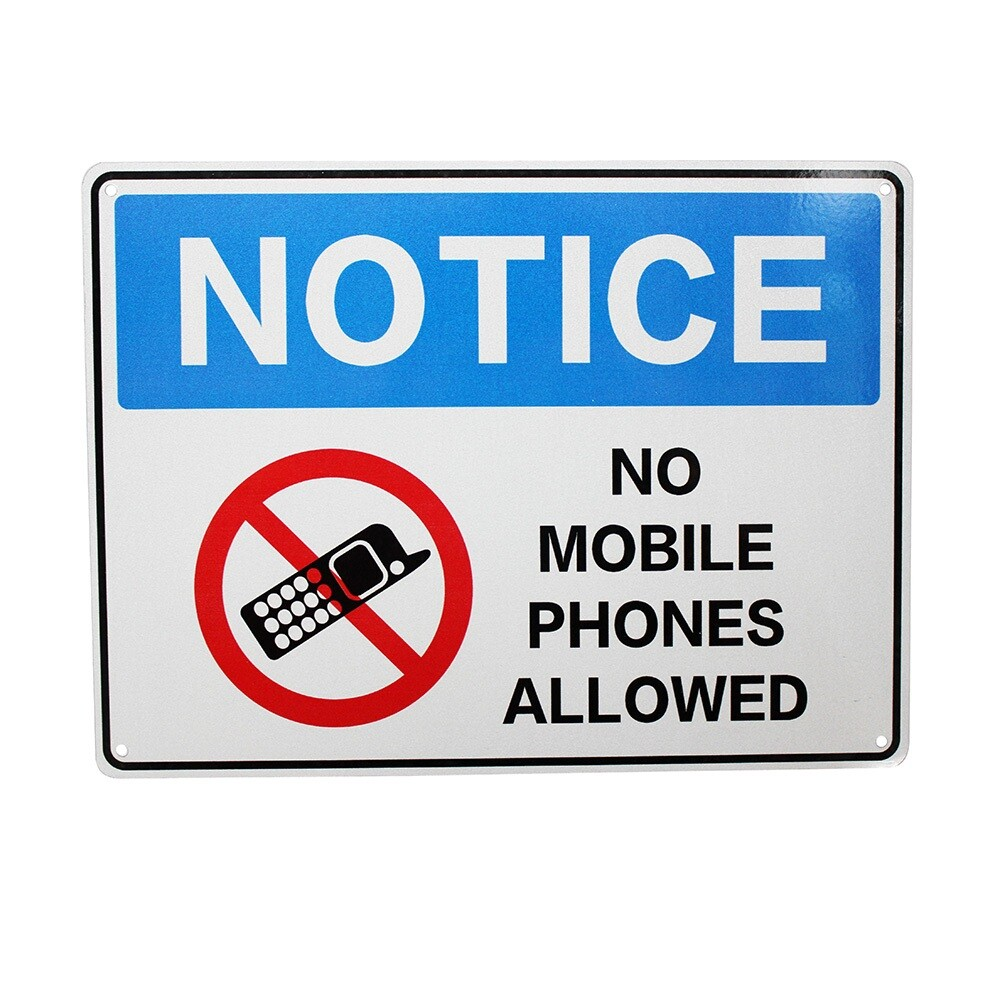 NOTICE No mobile phone Allowed USE Metal Sign 200x300mm safe Oil Gas Station - Tin Sign Factory Australia
