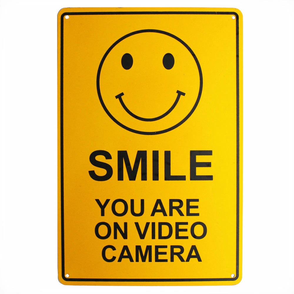 2x Warning Security Sign Smile You’re on Video Camera CCTV 200x300mm