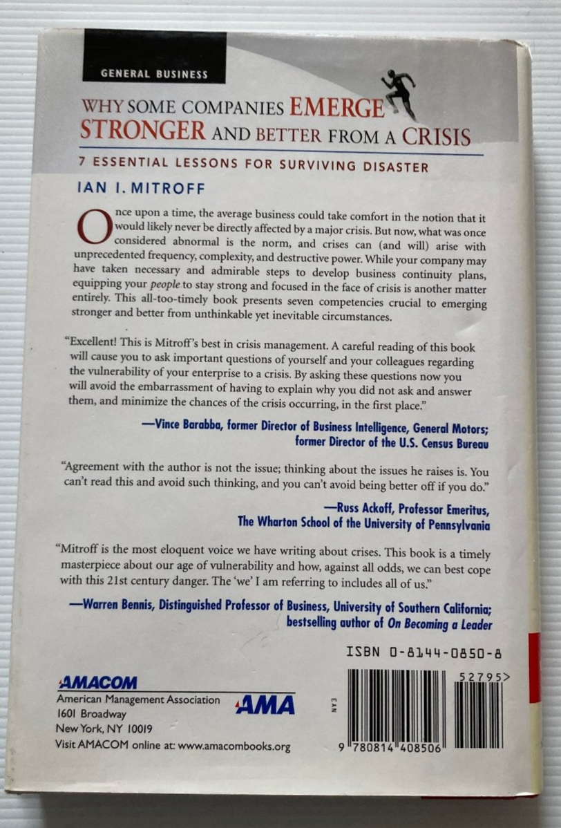 Why Some Companies Emerge Stronger & Better from a Crisis Book Ian I Mitroff - Tin Sign Factory Australia