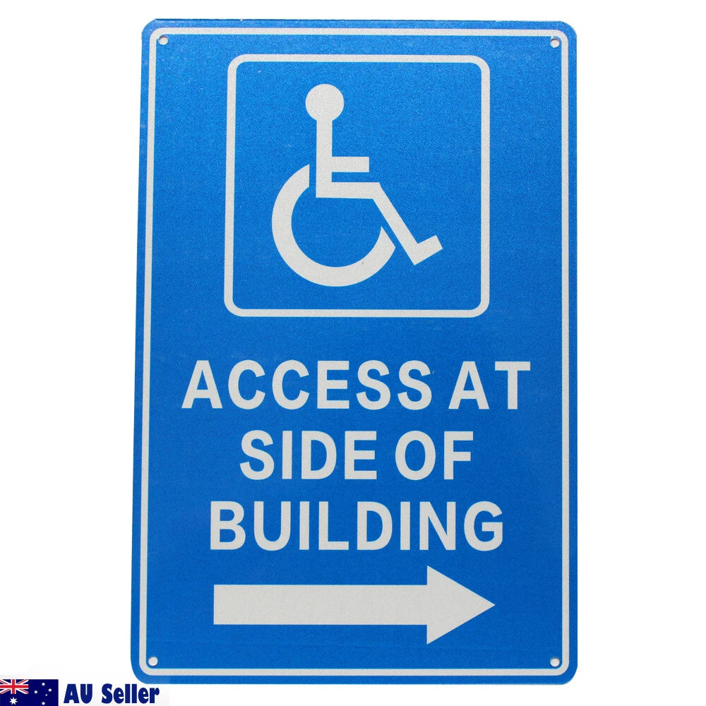 Warning Notice Access at Side of Buliding Disabled Sign 200x300mm