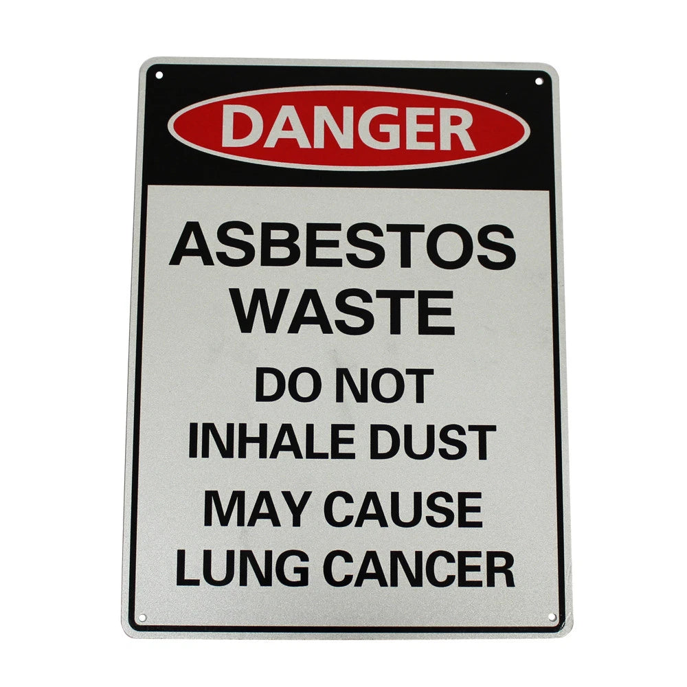 Warning Danger Asbestos Waste No Not Inhale Dust Sign 300*200mm Metal