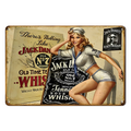 JACK DANIELS WHISKY LADY Tin Metal Sign Rustic Look Vintage Man Cave - Tin Sign Factory Australia