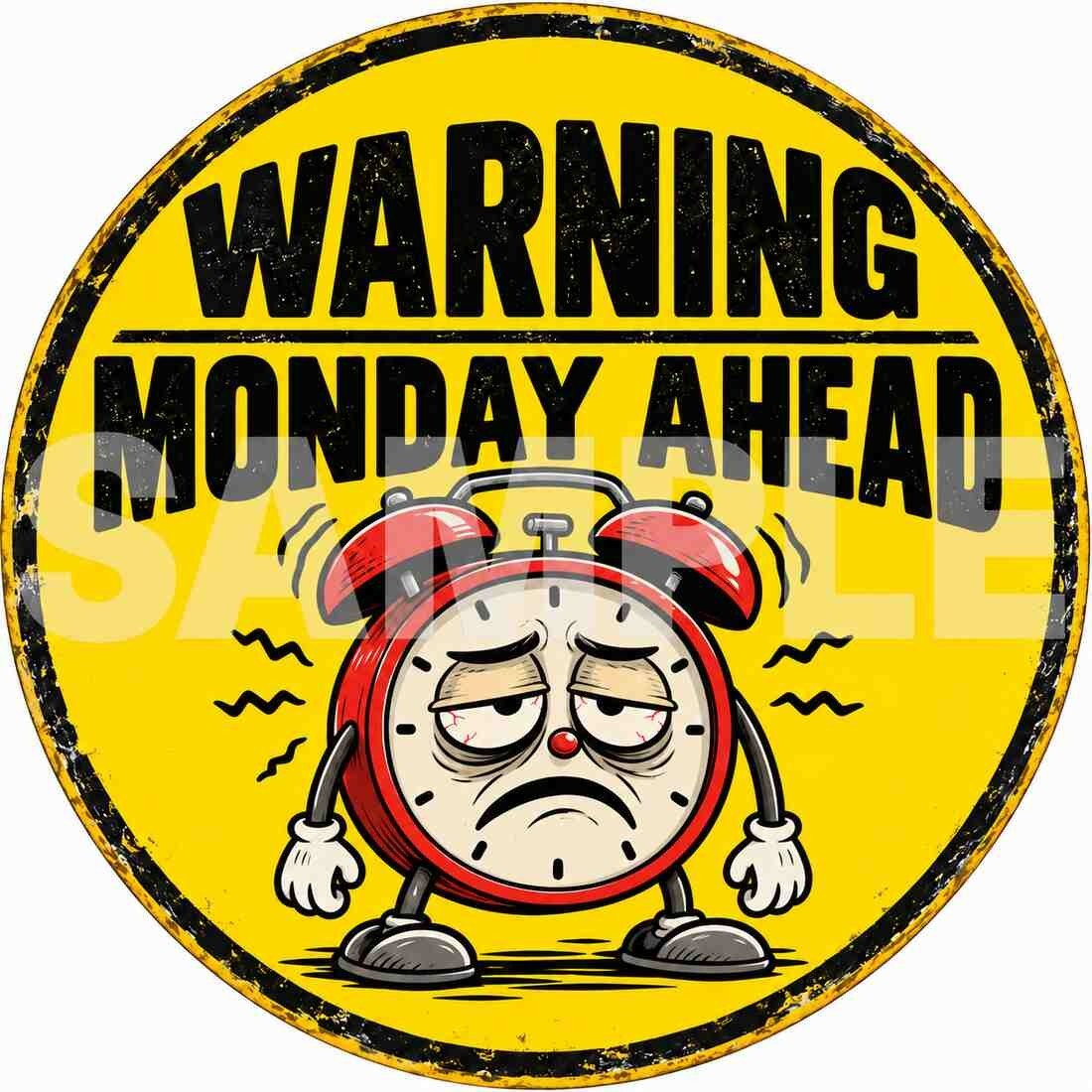 Monday Ahead Funny Round Metal Sign Garage Man Cave Decor