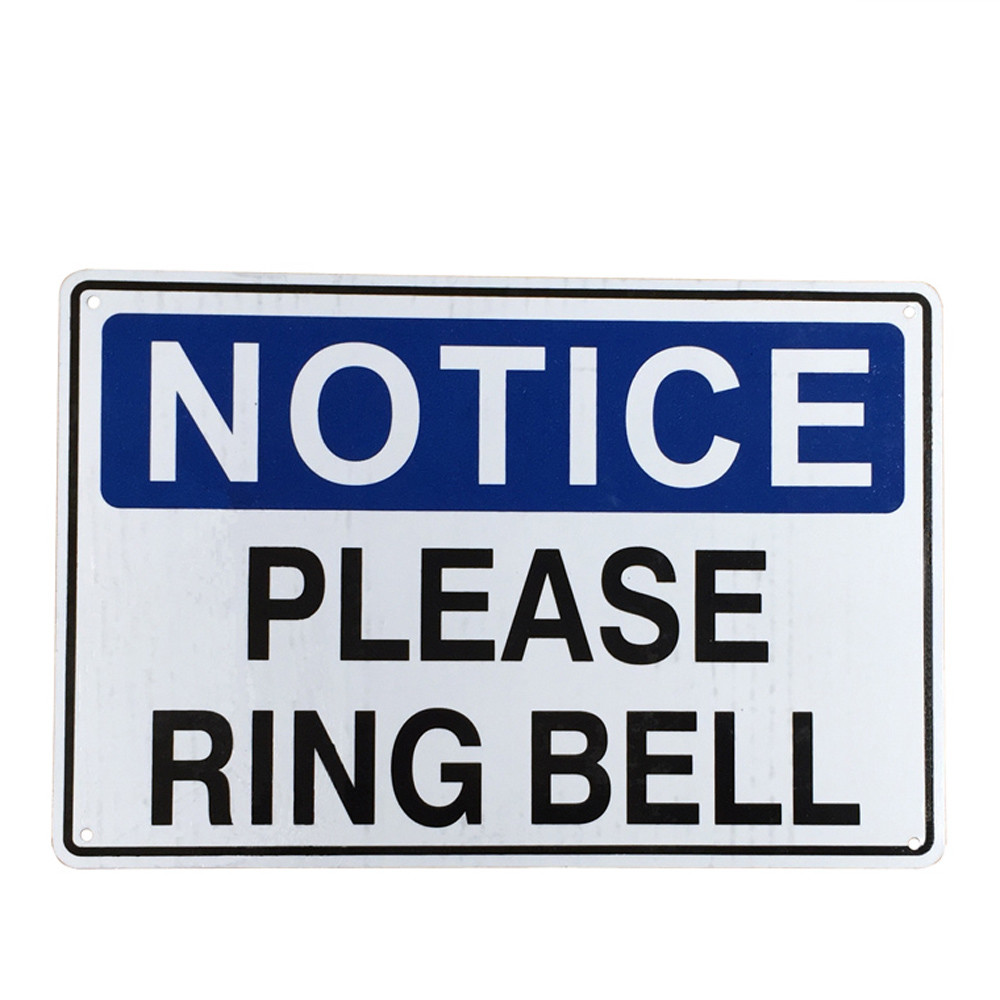 Notice Warning Sign Please Ring Bell 200x300mm Private Property Home Metal Safe - Tin Sign Factory Australia