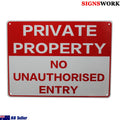 Warning No Unauthorised Sign 225x300mm Metal Private Property Home