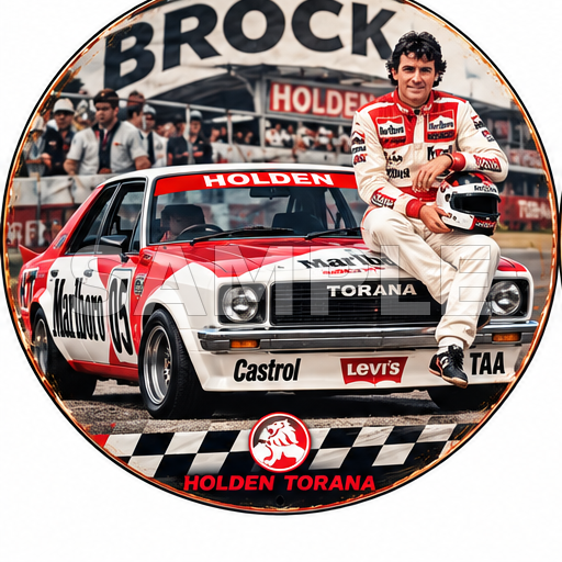 Holden Torana Peter Brock Racing Round Marlboro Metal Sign Garage Man Cave Decor - Tin Sign Factory Australia