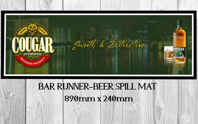 WHISKEY (890mm X 240mm) Non-Slip Rubber Mat Home Bar Runner Man Cave & Shed - Tin Sign Factory Australia