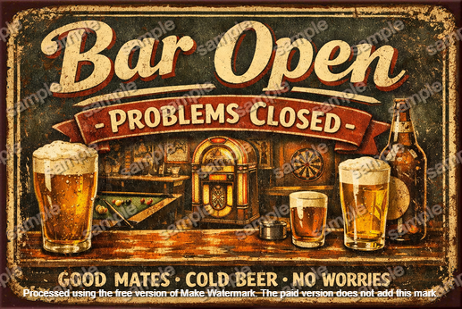 PROBLEM CLOSED Vintage Look Man Cave Shed Garage Workshop Funny Decor Metal Sign