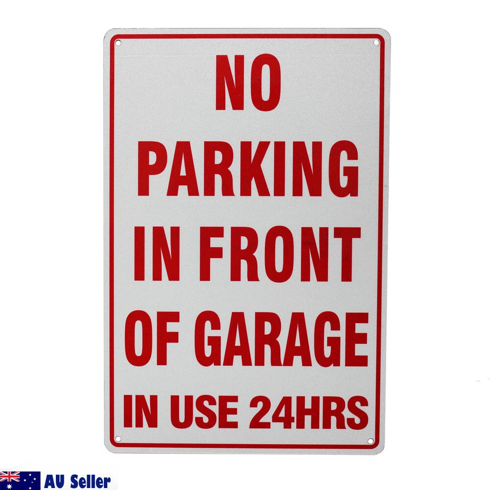 2x Warning Notice No Parking in Front Garage Tin Sign 24 Hour