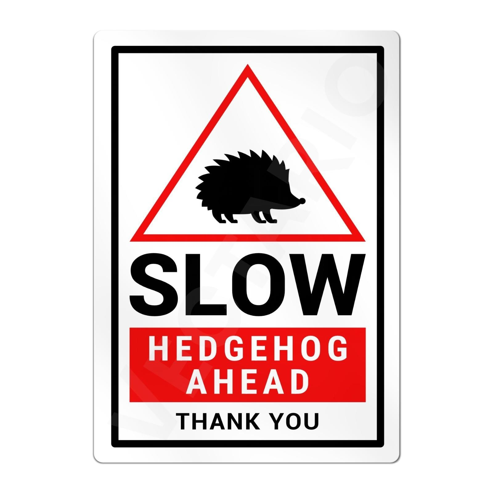 Hedgehog Slow Warning Safety Sign Aluminium Metal Road Sign Garden Gate Plaque - Tin Sign Factory Australia