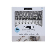 Packaging of 'hang it' stainless steel pegs by boxsweden