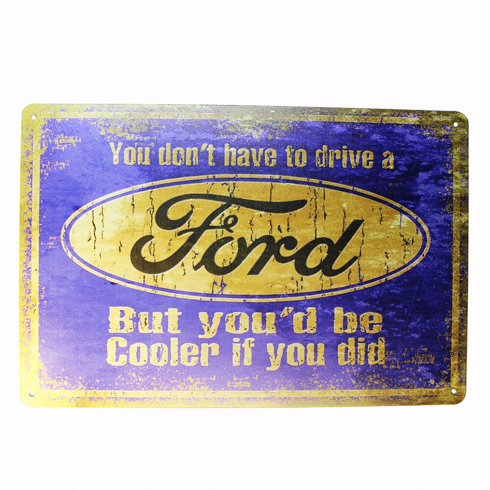 Tin Sign FORD COOLER  CAR AUTO Sprint Drink Bar Whisky Rustic Look - Tin Sign Factory Australia