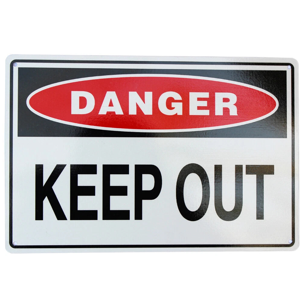 2x Warning Danger Keep Out Sign 200*300mm Metal Reflective Safety