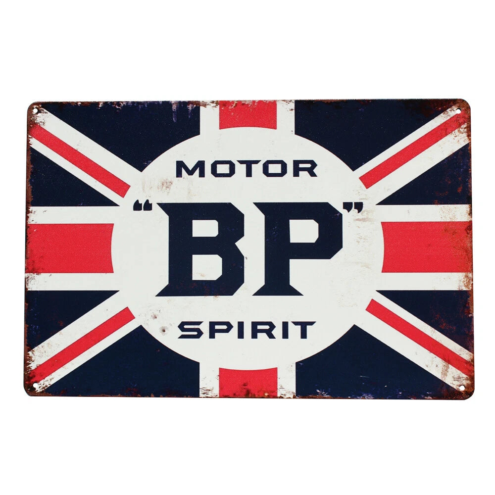 Warning Metal Tin Sign 300 X 200mm Bp Motor Spirit Rustic Look