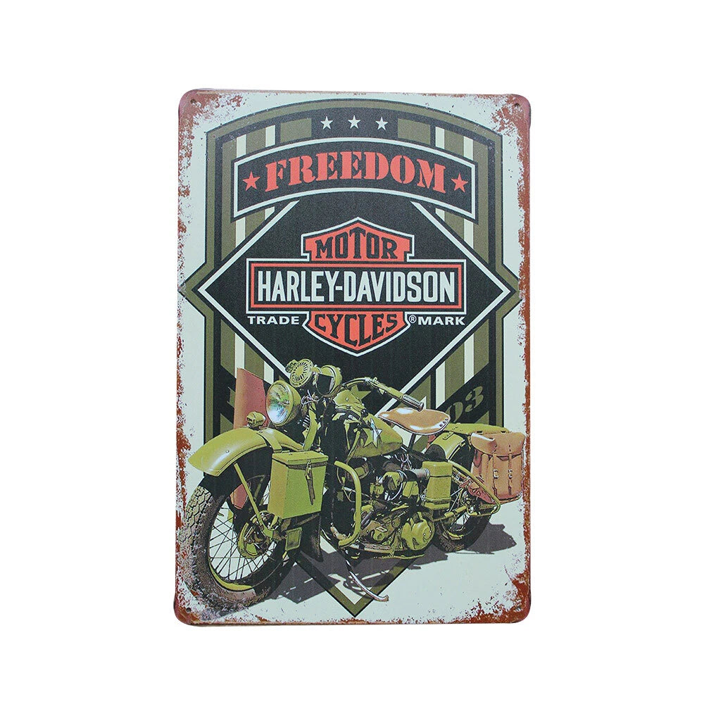 2x Metal Tin Signrustic Harley Davidson Freedom Parking Only