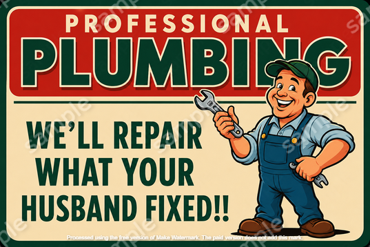 PROFESSIONAL PLUMBING Funny Wall Man Cave Shed Garage Shop Home Tin Metal Sign - Tin Sign Factory Australia