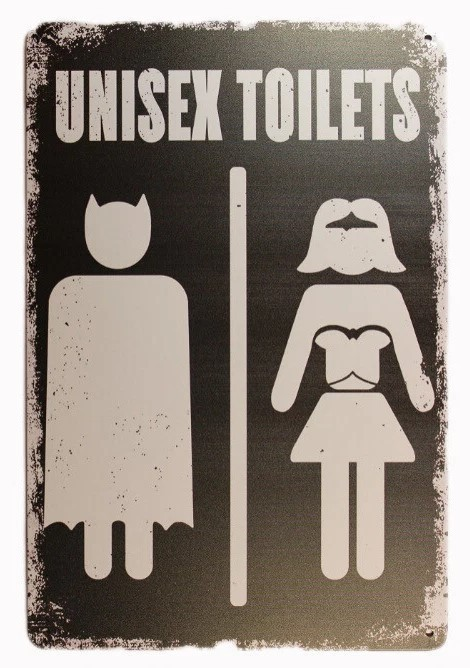 UNISEX TOILETS Gender Neutral Cafe Bar Workplace Office Home Restroom Metal Sign - Tin Sign Factory Australia