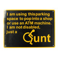 Warning Notice Disabled Parking Sign 200x300 Man Cave Metal Qunt