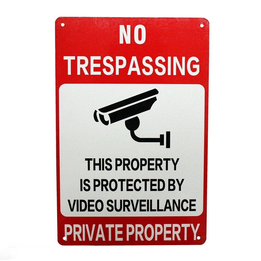 2x Warning Sign No Trespassing Property Protected Byvideo