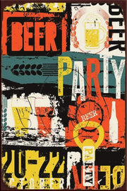 BEER PARTY Retro/ Vintage Tin Metal Sign Man Cave, Wall Home Décor, Shed-Garage,
