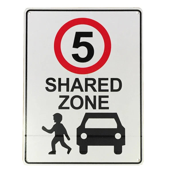 3x Warning Notice Sign 5 Speed Limited Shared Zone School 200x300