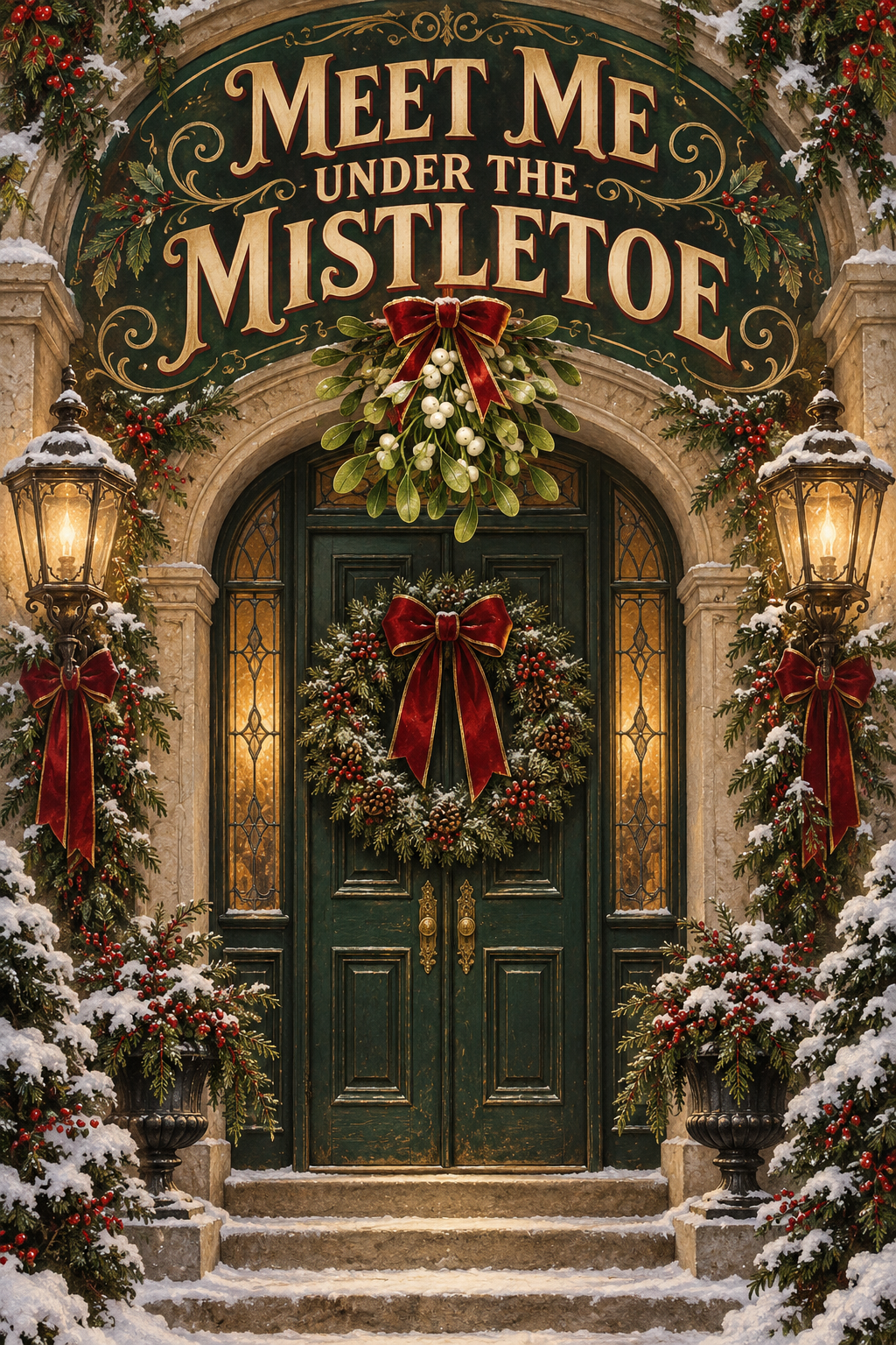 Meet Me Under The Mistletoe Holiday Man Cave Garage Bar & Shed Decor Metal Sign