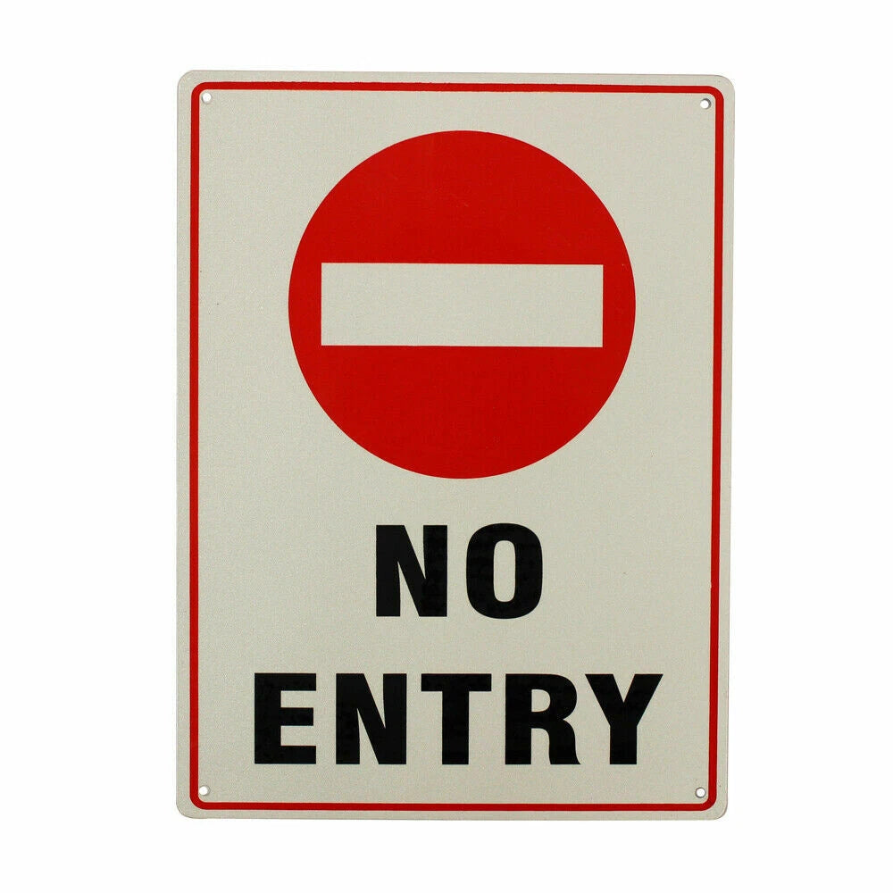 2x Warning Notice No Entry Sign 200x300mm Metal Traffic Safe Workshop