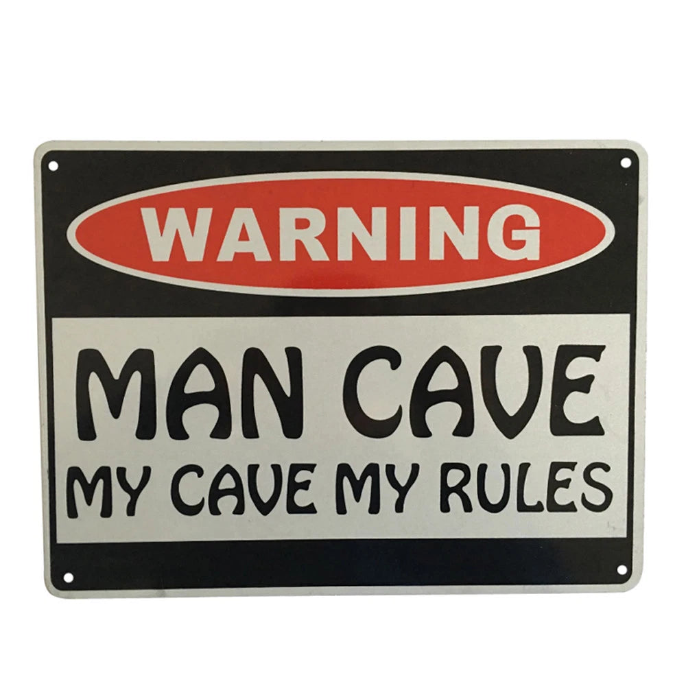 2x Warning Sign Man Cave My Cave My Rules 200x300mm Metal Safe
