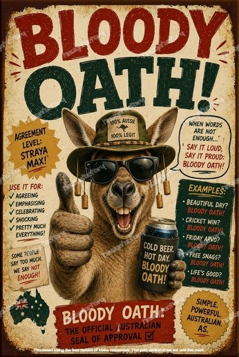 BLOODY OATH Home Mancave Shed Garage Workplace Shop Wall Funny Tin Metal Sign - Tin Sign Factory Australia