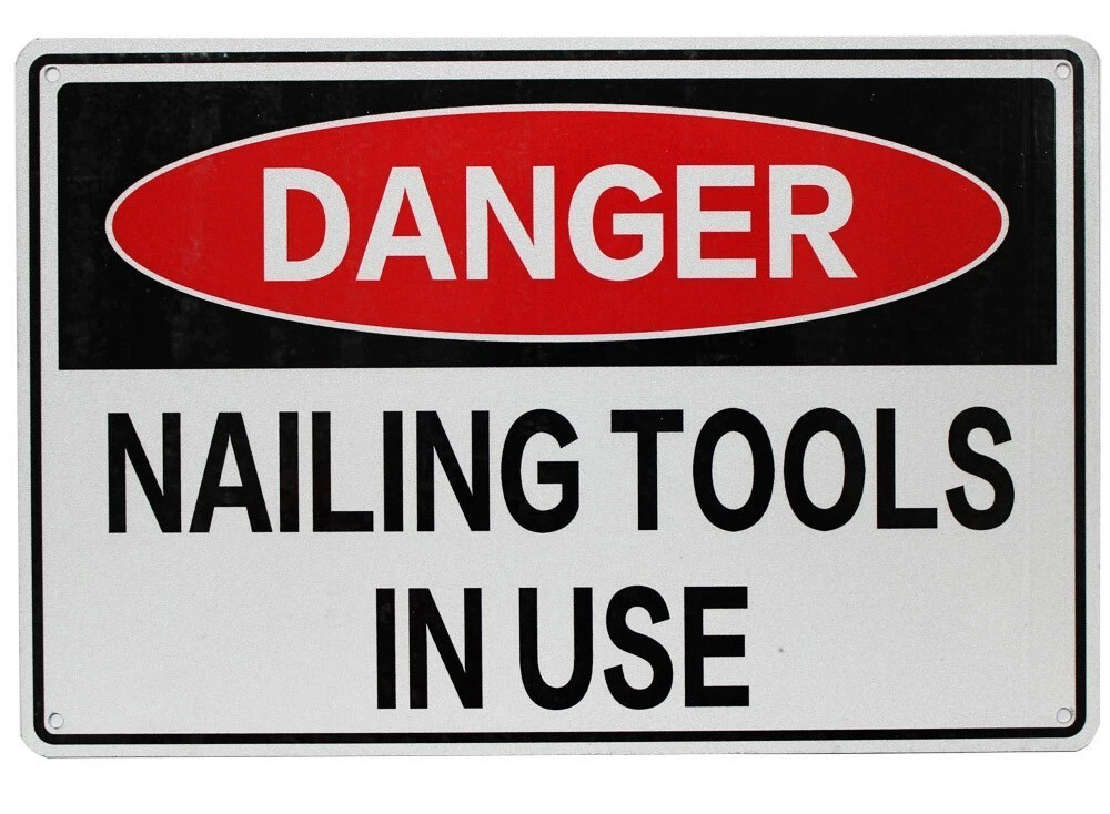 NAILING TOOLS Home Wall Man Cave Rustic Look Workshop Bar Warning Metal Sign