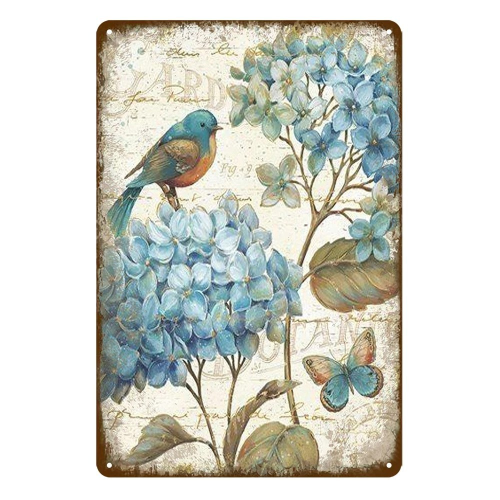 GARDEN BIRD BUTTERFLY Rustic Metal Sign Vintage Tin Shed Garage Bar - Tin Sign Factory Australia
