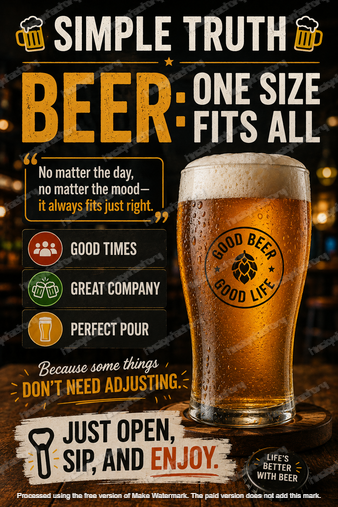 BEER SIMPLE TRUTH Tin Metal Sign Home Pub Man Cave Shed Garage Funny Bar Decor - Tin Sign Factory Australia