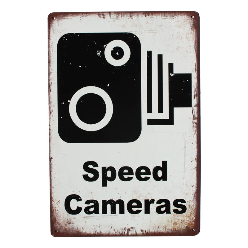 Warning Sign Tin Sign 200x300mm Metal Speed Cameras