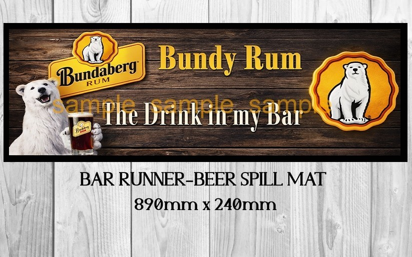 BUNDY RUM (890mm X 240mm) Non-Slip Rubber Mat for Home Bar, Man Cave & Shed