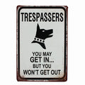 2x Tin Sign Trespassers Will Be Shot Funny 200x300mm Metal - image 2