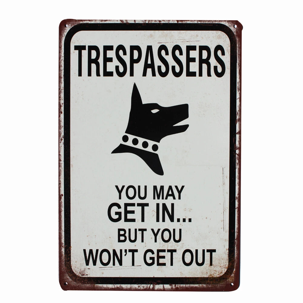 2x Tin Sign Trespassers Will Be Shot Funny 200x300mm Metal - image 2