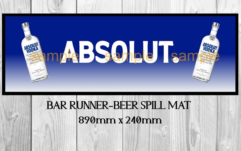ABSOLUT VODKA (890mm X 240mm) Non-Slip Rubber Mat for Home Bar, Man Cave & Shed
